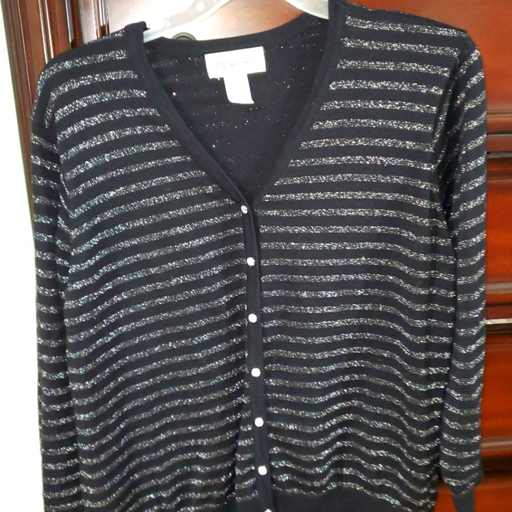 CD Daniels Womens Plus 2X Cardigan Black Silver